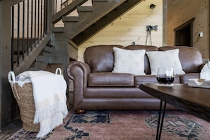 Couch pulls-out into a sleeper sofa.