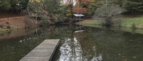 Taken from the dam at the larger pond.  The pond is fish stocked.