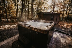 6 person hot tub with views of the Monongahela National Forest