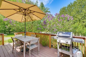 Cabin Exterior | Furnished Deck | Gas Grill