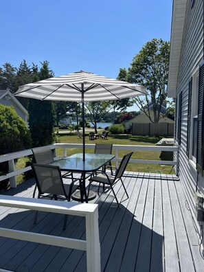 Private deck with views of Little pond