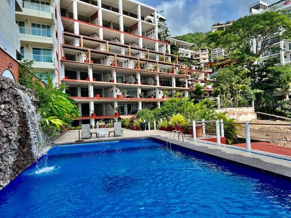 View of building from pool