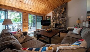 Enjoy a fire with lake views!
YouTube TV Account included with the house!  Watch sports, movies, & TV!
