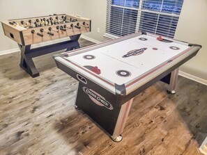 Air hockey and Foosball table for kids young and old