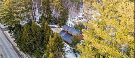 Aerial view of house and part of land