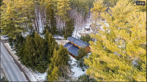 Aerial view of house and part of land