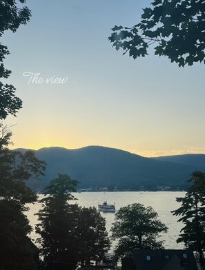 View from porch with boats going by daily.