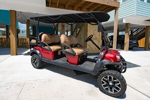 Golf Cart equipped w/ Bluetooth sound system & ready for you & your beach gear