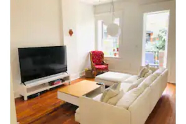 Our bright and spacious living room.