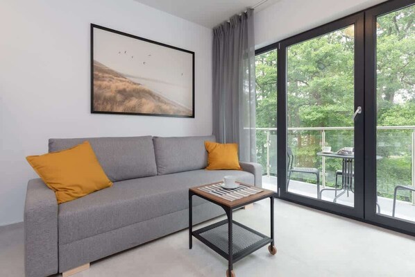 Stylish living room with coffe table.