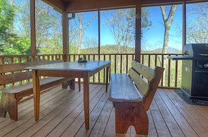 Additional outdoor seating on the covered porch