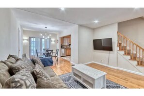 Comfortable couch with a smart tv