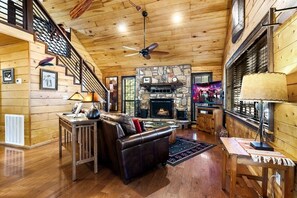 Living area with fireplace