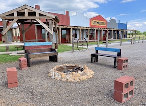 gather around the fire ring for yummy smores at The Lazy Buffalo in Cache, Okla
