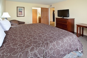 Drift to sleep in the plush bed.