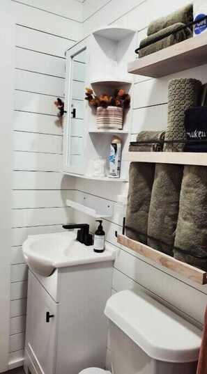 Green rooms shower room.