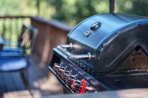 We have an outdoor grill for you to enjoy during the warmer months. 
