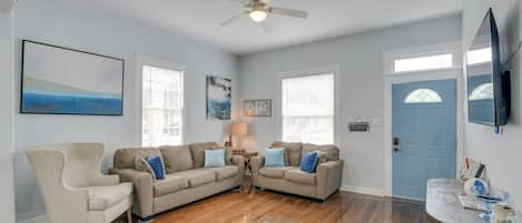 Galveston Vacation Rental | 2BR | 2BA | Attic Loft | 1,300 Sq Ft | Stairs Req'd