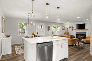 Kitchen, Dining & Living Room