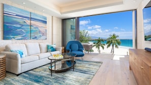 Listen to the sound of the ocean from your living room with Queen sleeper sofa.