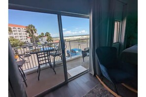 Living room view out to balcony