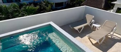private rooftop plunge pool and deck