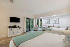 2 Queen beds  with highly rated mattress and a smart Tv
