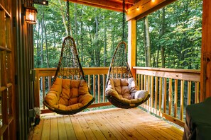 The swings on the back deck are irresistible, often mentioned as a guest fave