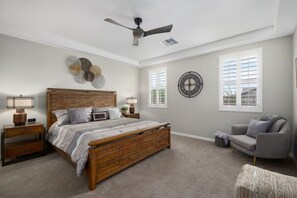 The master bedroom with en suite bathroom