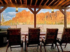 The view of the Superstition Mountains from our covered patio.  Stunning.