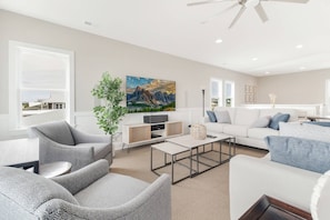 Relax in the spacious family room catching up with family and friends