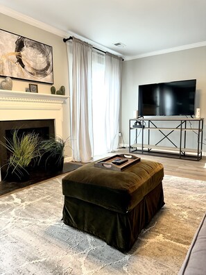 Living room with 55 in smart TV