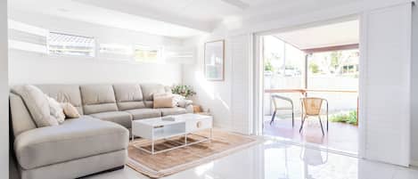 Spacious and bright living room.