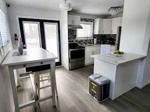 Bright kitchen and dining area