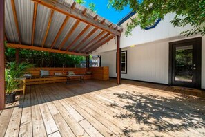 The backyard patio