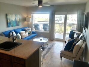 Spacious Living area overlooking the balcony