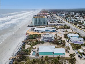 Aerial view looking down the beach