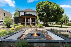 Backyard is perfect for outdoor dining and roasting smores!