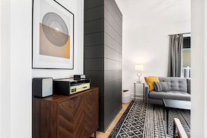 Play an old record, or use your smart phone to connect with the bluetooth player