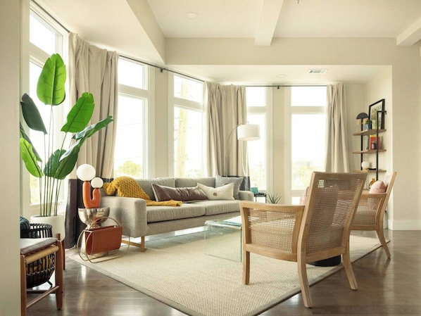 Open concept living room with tons of natural light and stunning views!
