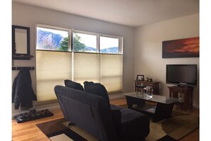 Living room with mountain view
