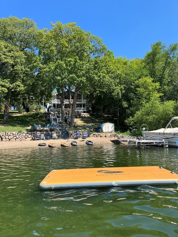 Swim raft and beach area 