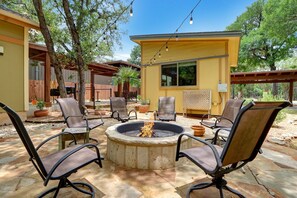 The three Casitas share a communal fire pit.