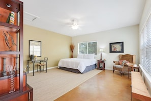 View of inside of Casita 2 with a King bed.