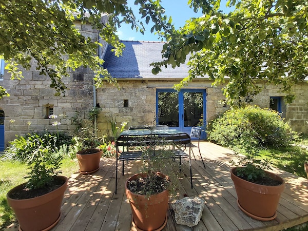 Glas Penty-cottage-design-ensuite Dusche-gartenblick - Bretagne