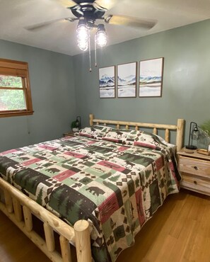 Upstairs - King Bed Bedroom with Access to Back Porch