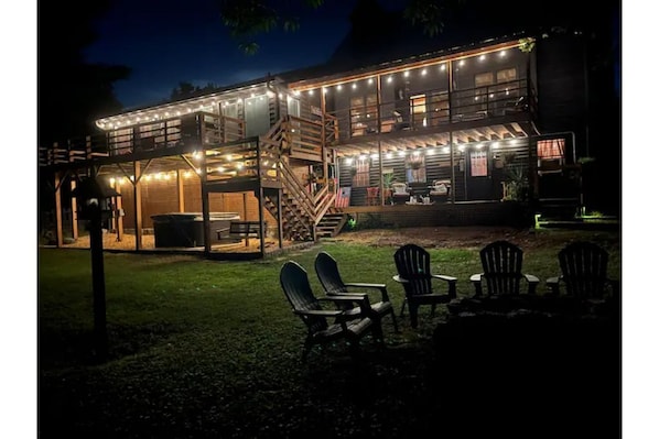 Back View of Hunt House after dark.