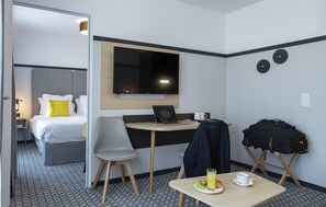 Our space features a desk - perfect for remote workers!