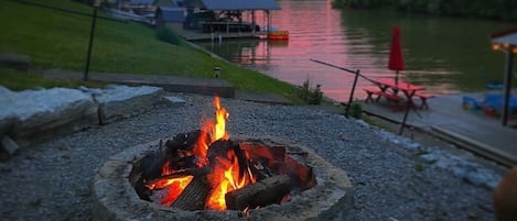Nothing better than sitting around the bonfire looking out at the lake!