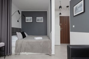 Comfortable double bed in the bedroom